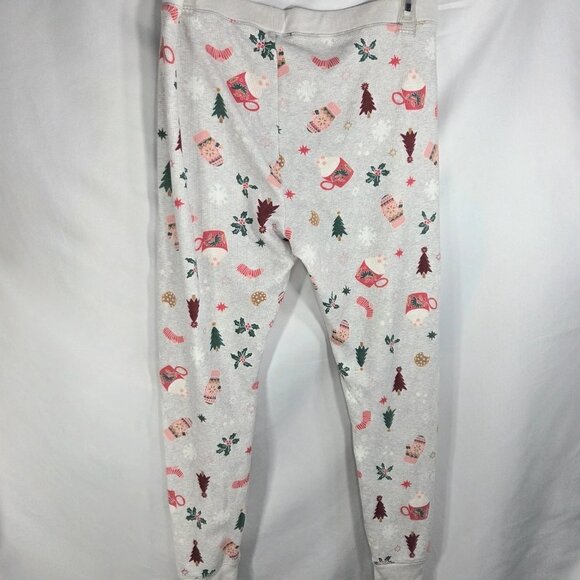 Old Navy Grey w/Multi Christmas Print Pull On Thermal Pajama Bottoms Size Large - Picture 3 of 4